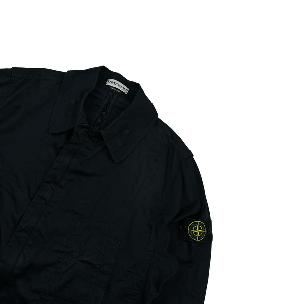 Stone Island 2002 Navy Raso Gommato Collared Jacket - Large