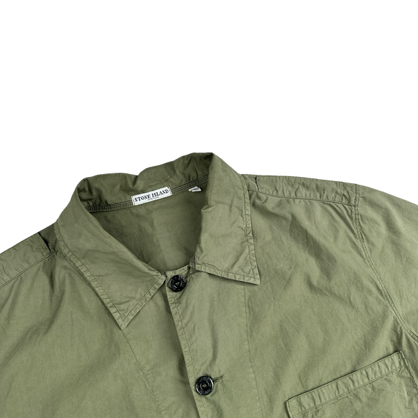 Stone Island 2004 Khaki Cotton Spellout Short Sleeve Shirt - XL