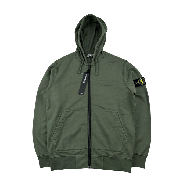 Stone Island 2024 Green Zipped Hoodie - Large
