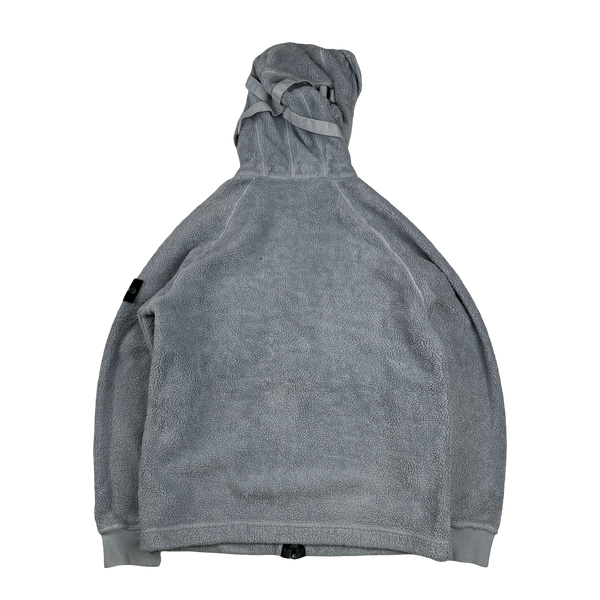Stone Island 2021 Grey Teddy Fleece Zipped Jacket - Large