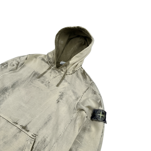Stone Island 2017 Khaki Hand Corrosion Pullover Hoodie - Medium