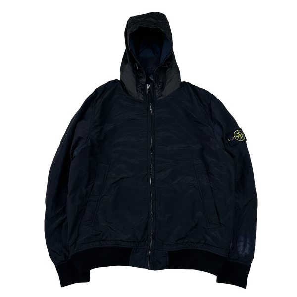 Stone Island 2015 Navy Shimmer Nylon Metal Tyveck Shield Jacket - XXL