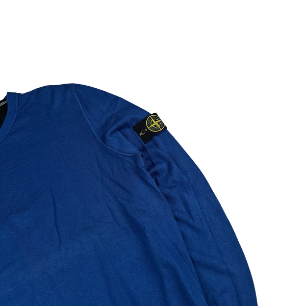 Stone Island 2011 Blue Cotton Crewneck Fine Knit Jumper - XL