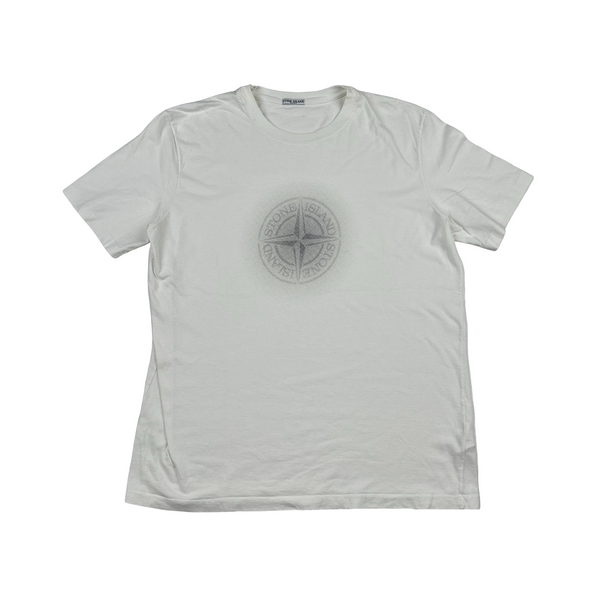 Stone Island 2007 White Cotton Glow Compass T Shirt - XXL