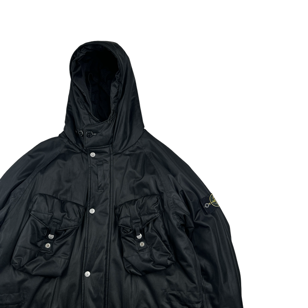 Stone Island Early 2000's Black Nylon Mesh Multipocketed Jacket - XL