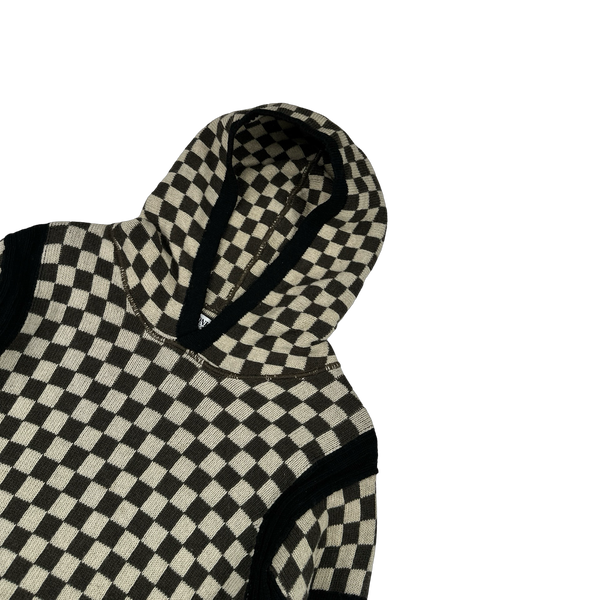 Stone Island 2010 Chequered Sample Wool Knit Hoodie VERY RARE - Medium