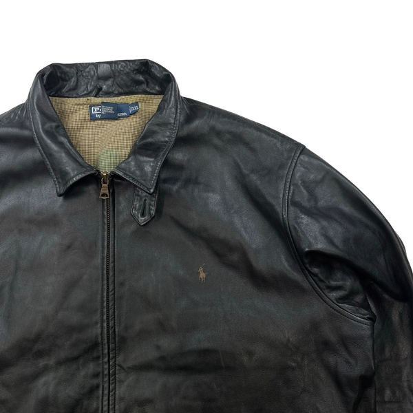 Ralph Lauren Black Heavyweight Leather Jacket - XXL