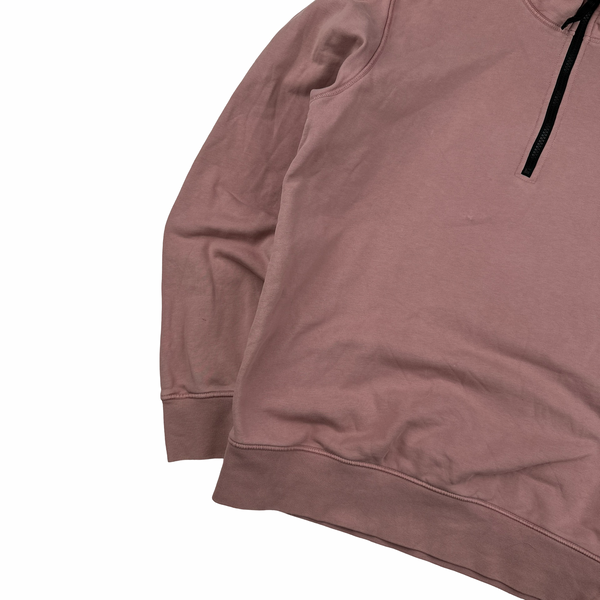 Stone Island Pink Quarter Zip Cotton Jumper - Large