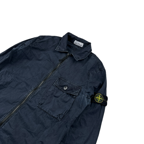 Stone Island 2020 Navy Cotton Zipped Overshirt - Medium