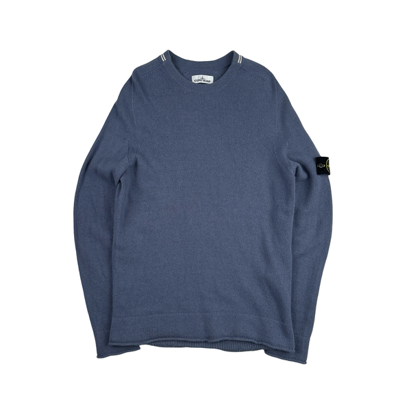 Stone Island Purple Lambs Wool Crewneck Knitted Jumper - Large