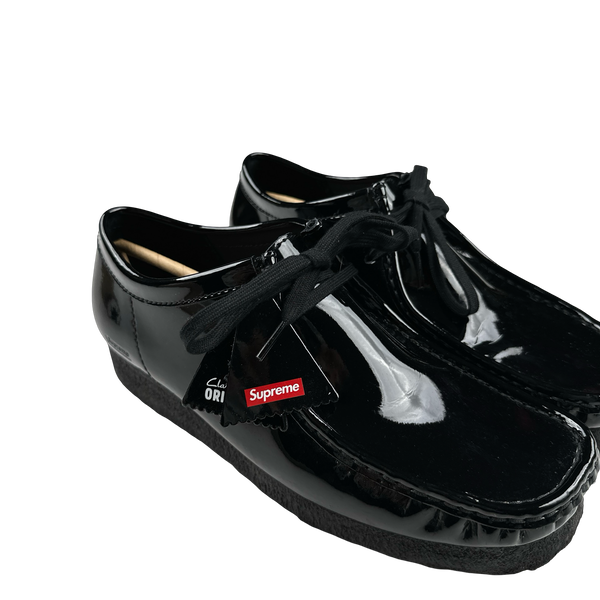 Supreme X Clarks Patent Black Wallabees - UK 7.5