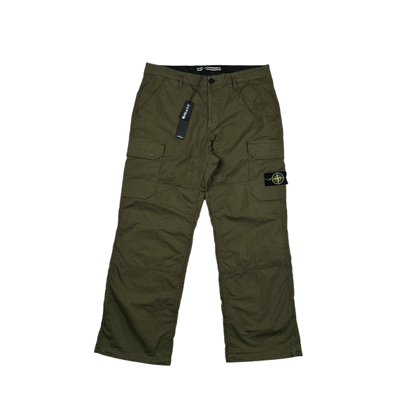 Stone Island 2023 Loose Fit Khaki Cargo Trousers - 34"