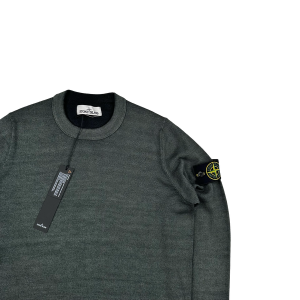 Stone Island 2020 Dark Green Knitted Lana Wool Crewneck Jumper - Small