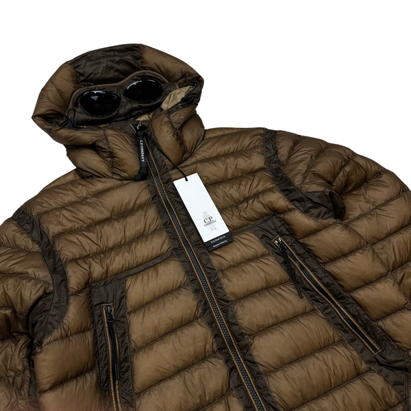 CP Company Brown Down Filled DD Shell Goggle Puffer Jacket - Medium