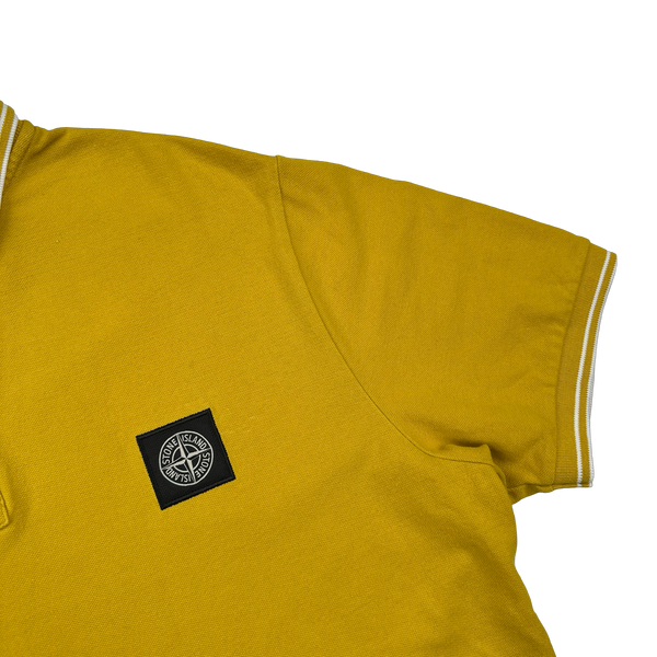 Stone Island 2019 Yellow Cotton Polo Shirt - Large
