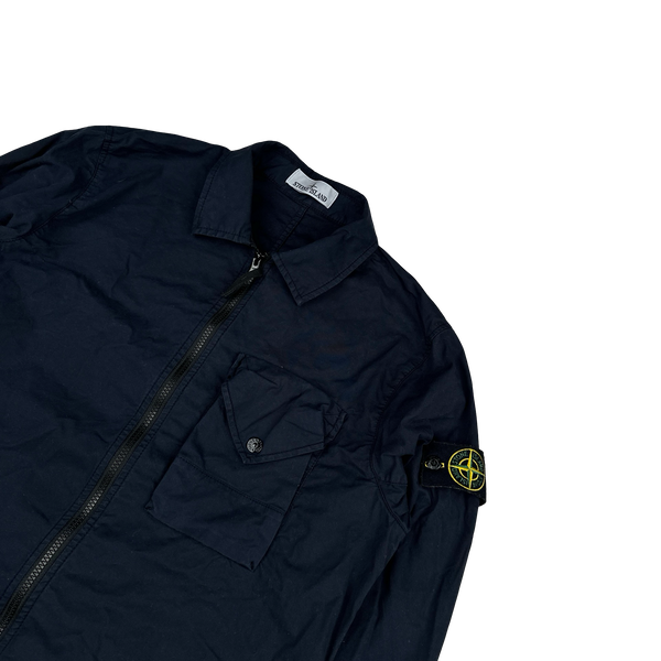 Stone Island 2023 Navy Cotton Zipped Overshirt - Medium