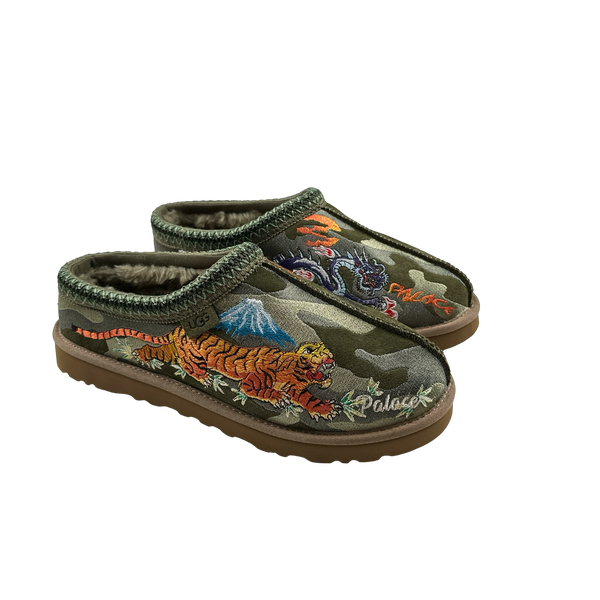 UGG X Palace Burnt Olive Embroidered Japanese Camo Tasman Shoes - UK 9