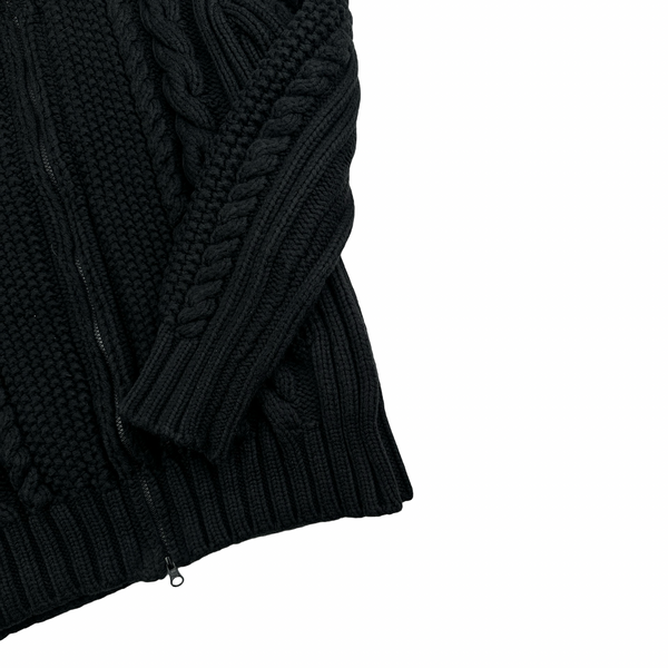 Stone Island Black Cable President Thick Knit Zipped Jumper - Large