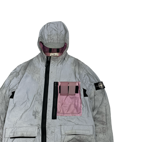 Stone Island 2017 Pink Garment Dyed Plated Reflective Mussola Jacket - Large
