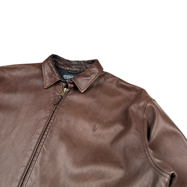 Ralph Lauren Brown Heavyweight Leather Jacket - Large