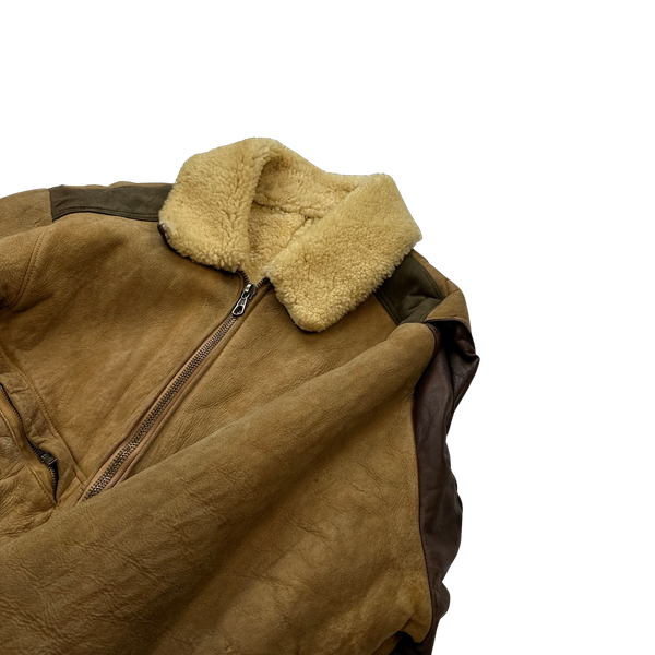 CP Company Early 80s Shearling Suede Leather Aviator Jacket - Large
