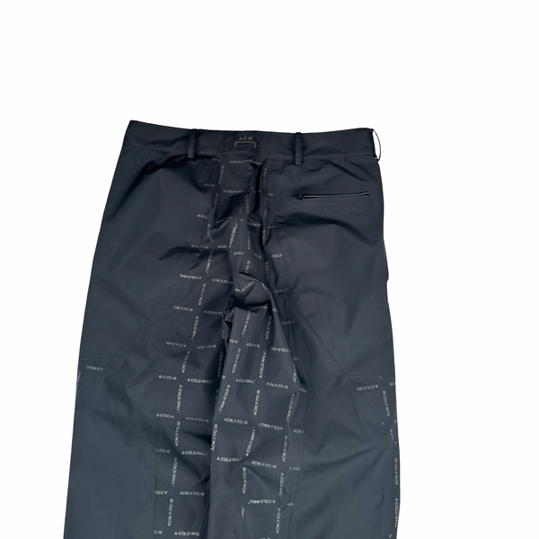 A Cold Wall Black Waterproof Monogram Walking Trousers - Small