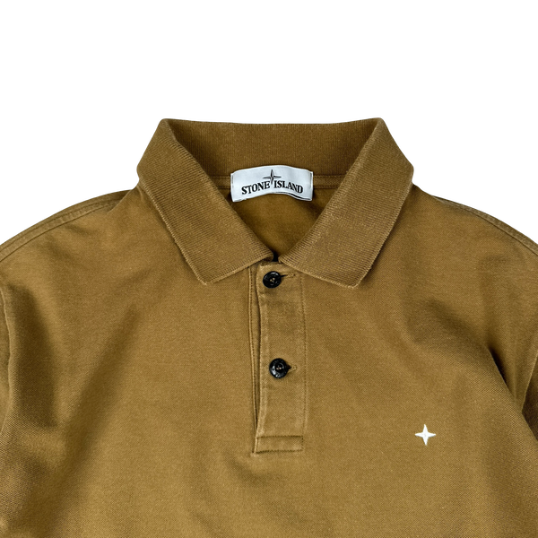 Stone Island 2019 Khaki Stellina Long Sleeve Cotton Polo Shirt - Large