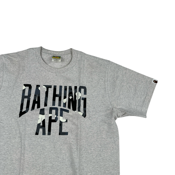 BAPE Spellout Camo Grey T Shirt -  Medium