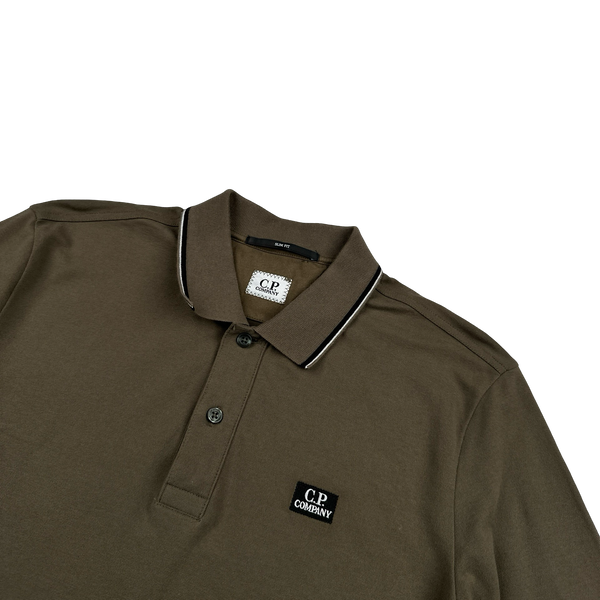 CP Company Khaki Cotton Short Sleeve Polo - Medium