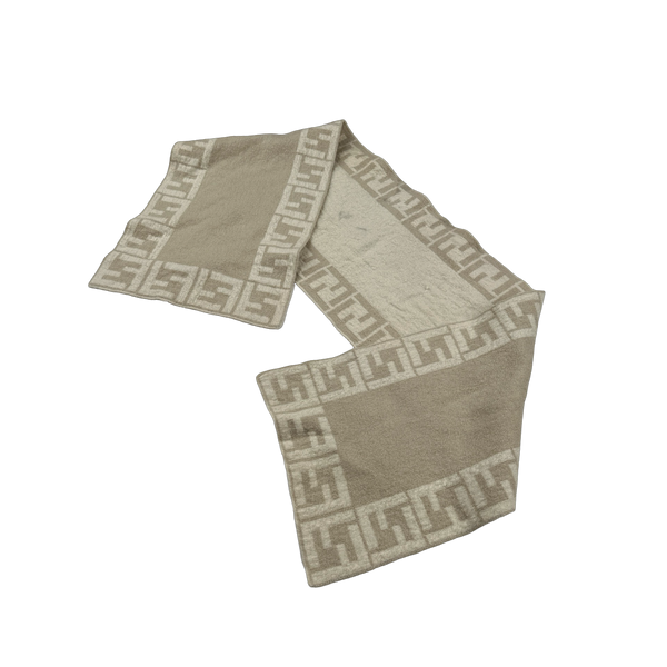 Fendi Monogram Tan Wool Scarf
