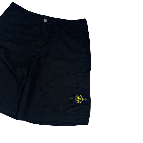 Stone Island 2023 Black Loose Fit Bermuda Cotton Shorts - 36"