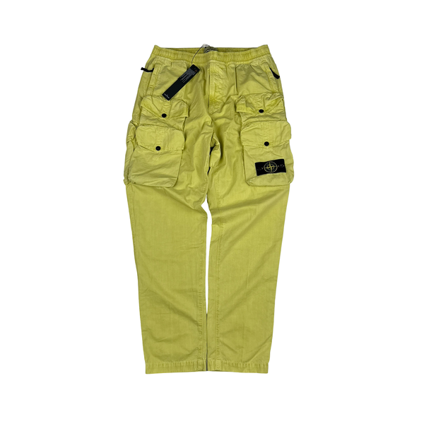 Stone Island 2022 Yellow Cotton Cargo Trousers - 33"