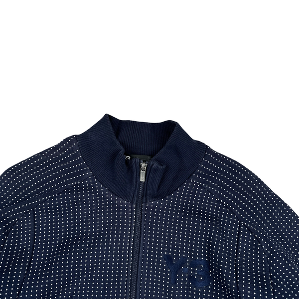 Y-3 Navy Polka Dot Pattern Zip up Cotton Jumper - Large