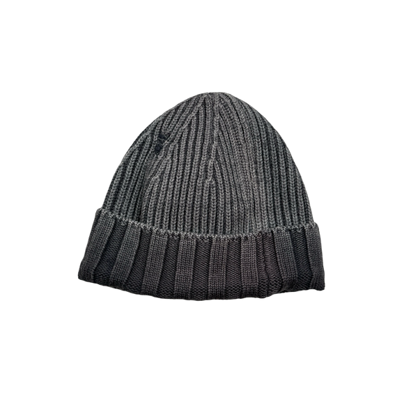 Stone Island 2017 Grey Frost Ribbed Wool Logo Beanie Hat