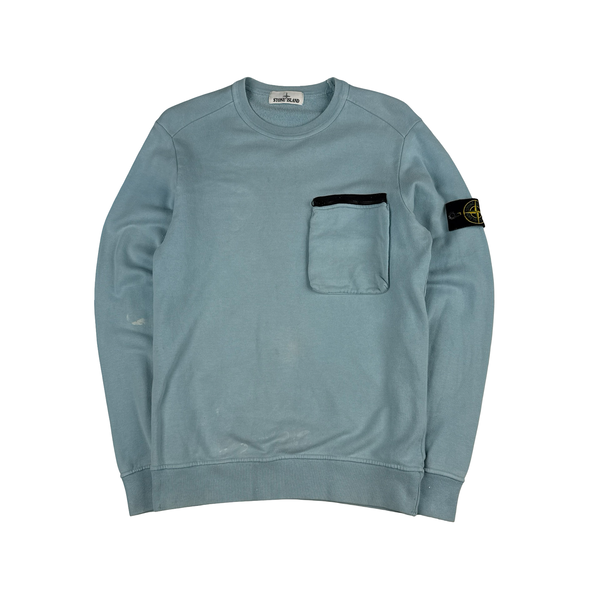 Stone Island 2017 Baby Blue Cotton Crewneck Sweatshirt - Small