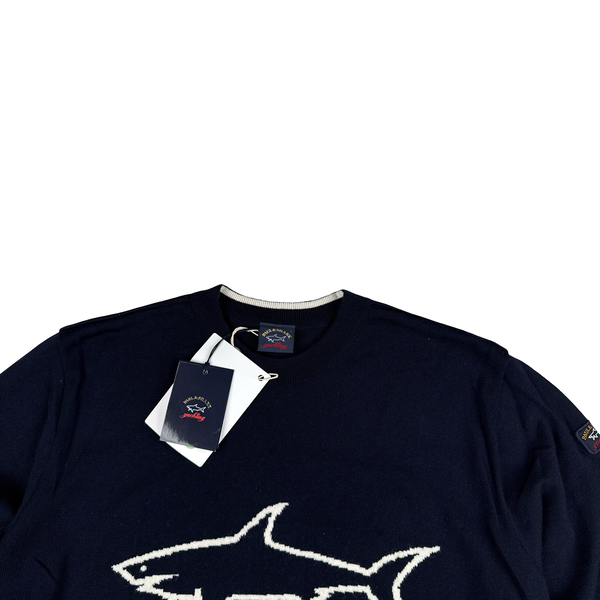 Paul & Shark Navy Wool Logo Crewneck - Large