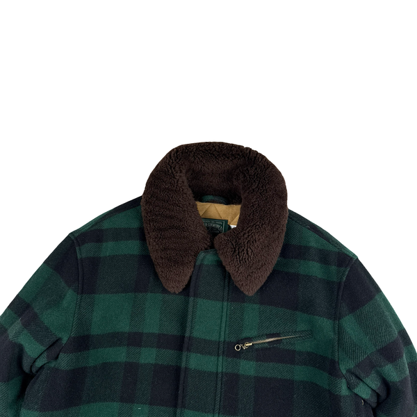 Ralph Lauren Wool Flannel Quilted Lined Shearling Collar Jacket - Large