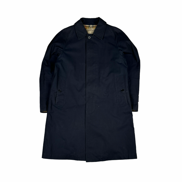 Burberry Nova Check Lined Navy Trench Coat - Medium