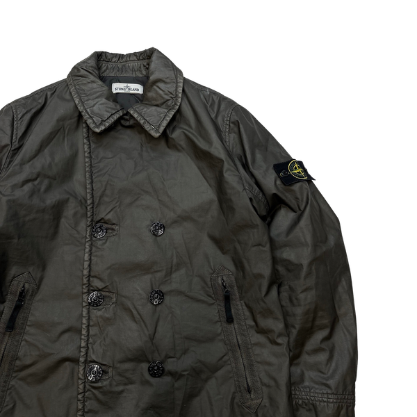 Stone Island 30th Anni Brown Mussola Gommata Double Breasted Jacket - Small