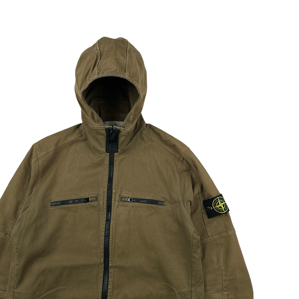 Stone Island 2016 Khaki Thick Cotton Hooded Overshirt - Medium