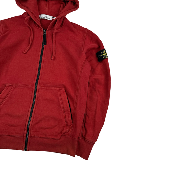 Stone Island 2015 Red Zipped Cotton Hoodie - Medium