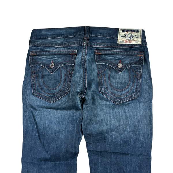 True Religion Blue Wash Contrast Stitch Bootcut Fit Jeans - 38”