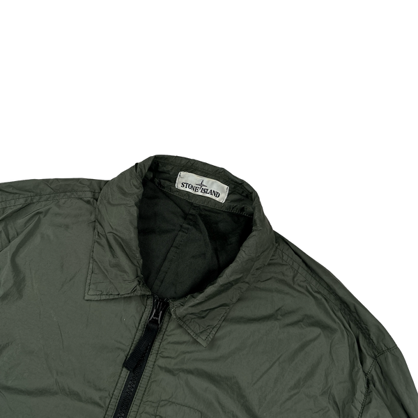 Stone Island 2020 Green Crinkle Reps Overshirt Jacket - Large