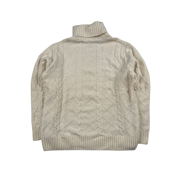 Paul & Shark Cream Fisherman High Neck Wool Blend Knitted Jumper - Large