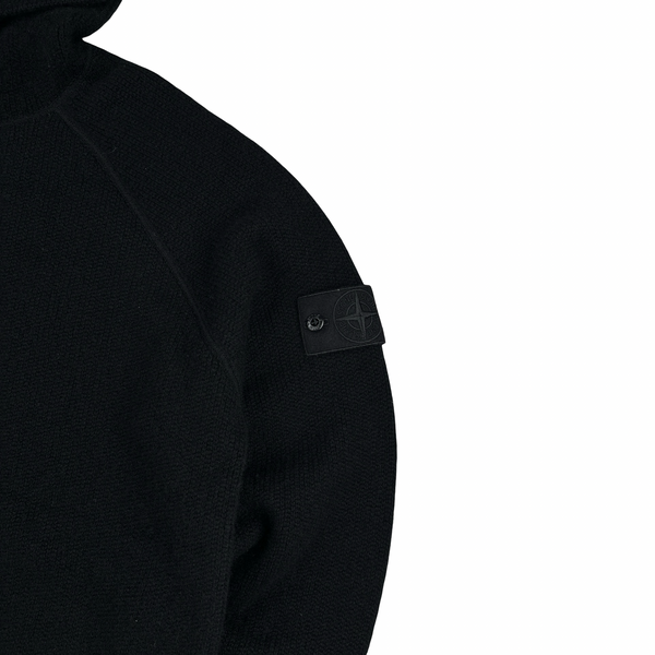 Stone Island 2025 Ghost Black Cashmere Hooded Knit Jumper - Large