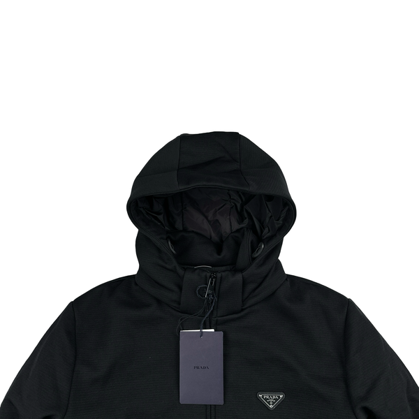 Prada Black Giubbotti Quilted Zipped Triangle Logo Jacket - XL