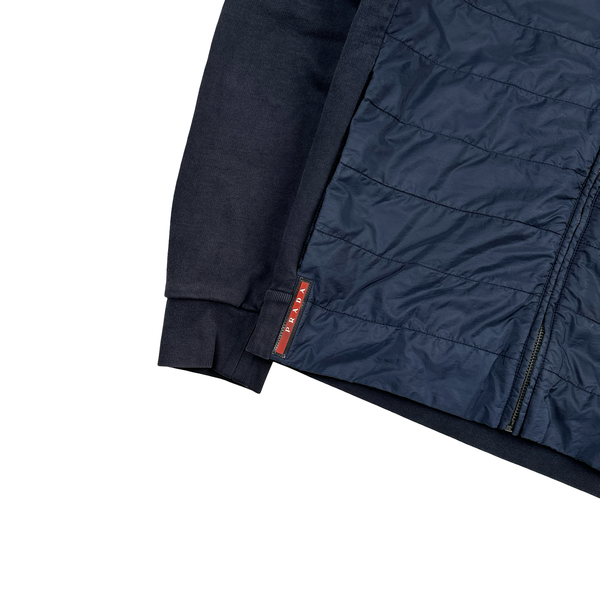 Prada Red Tab Hybrid Navy Quilted Cotton/Nylon Jacket - Large