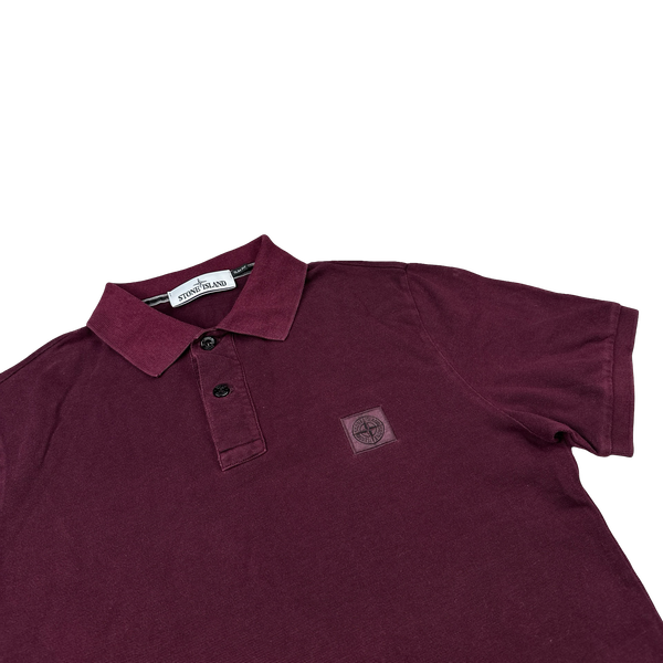 Stone Island Burgundy Cotton Polo Shirt - Large