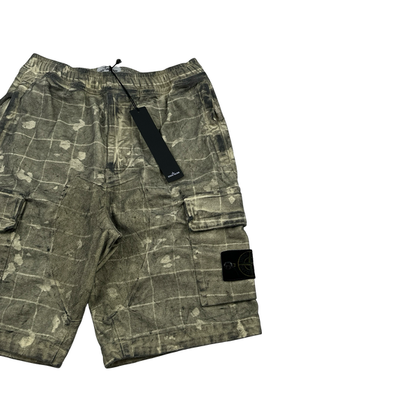 Stone Island 2020 Dust Treatment Laser Patch Camo Cargo Shorts - 28"