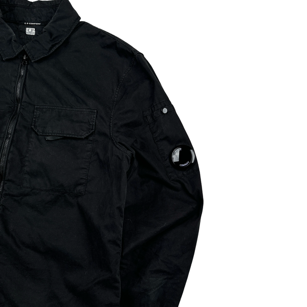 CP Company Black Zipped Cotton Overshirt - Small